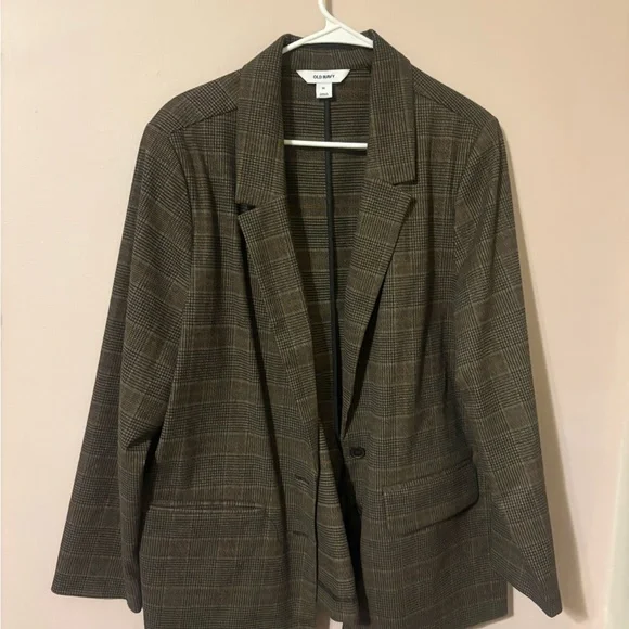 Old Navy Brown and Black Plaid blazer - Picture 1 of 4